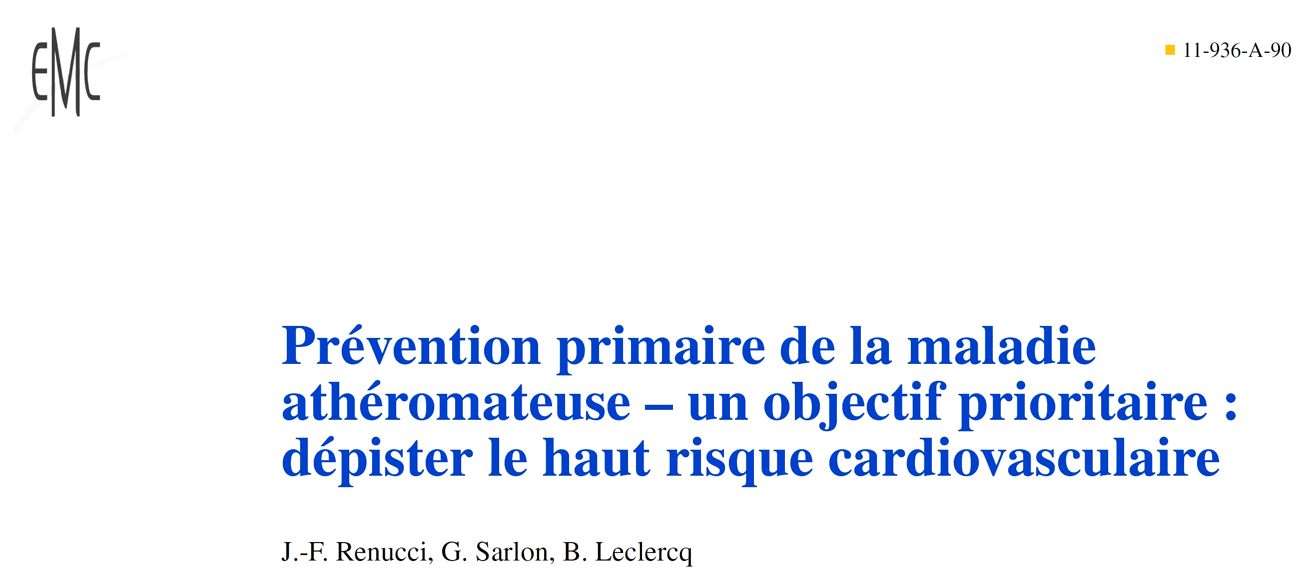 Dr Jean-FranÃ§ois RENUCCI - PREVENTION CARDIO VASCULAIRE PRIMAIRE